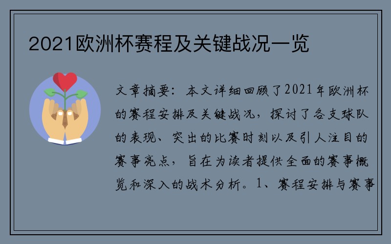 2021欧洲杯赛程及关键战况一览